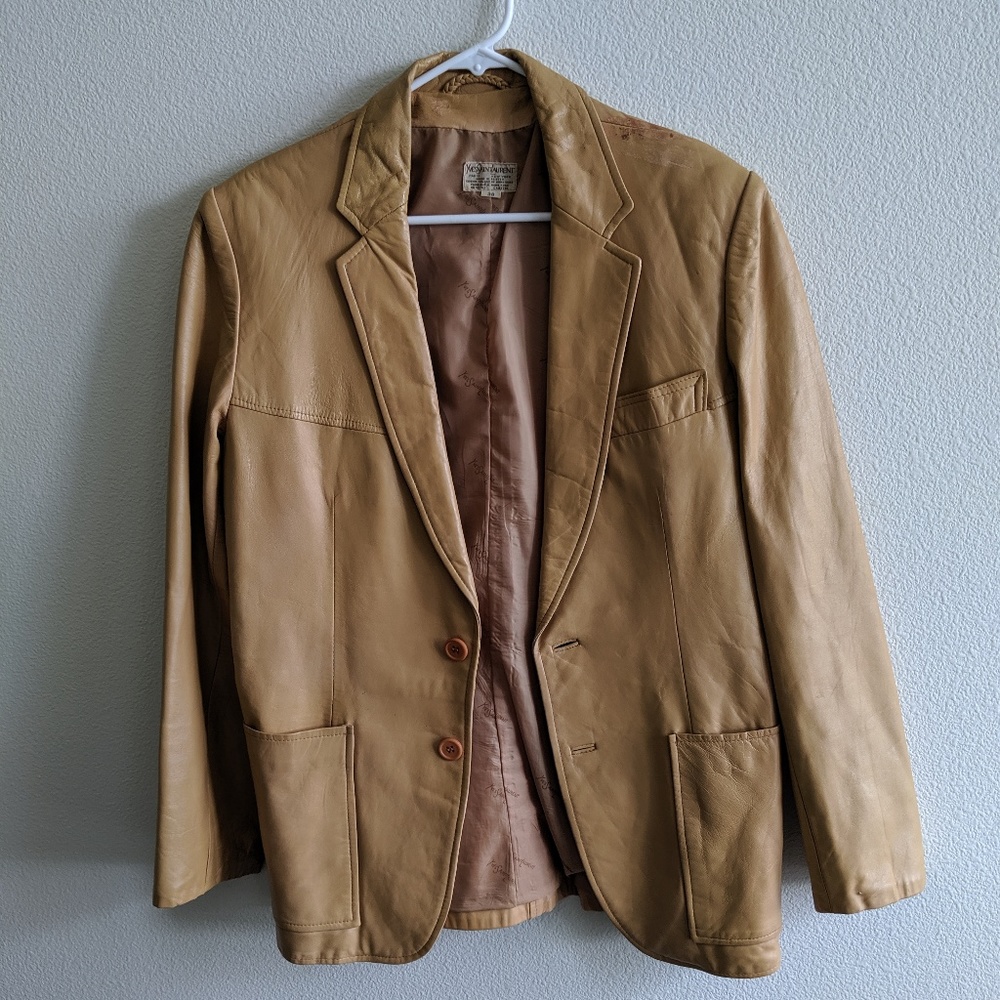YVES SAINT LAURENT 2 Button Men's Leather Jacket - Picture 1 of 8